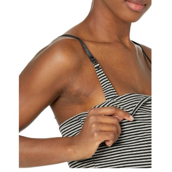 Motherhood Nursing Top Black & White Stripe & Ho Mamma Cargo Capri White L. Set. - Picture 2 of 13